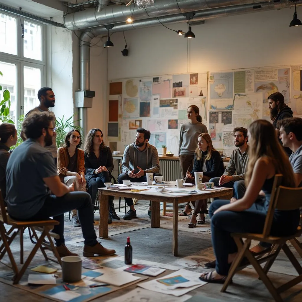Reunión del equipo discutiendo proyectos